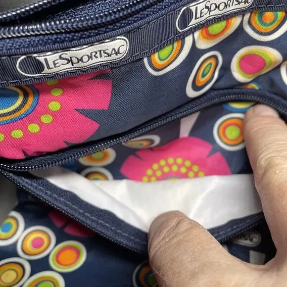 Le Sportsac Crossbody Handbag w/ 3 Zippers - Girl Talk Graphics Design 7.5" x 9 - Picture 7 of 8